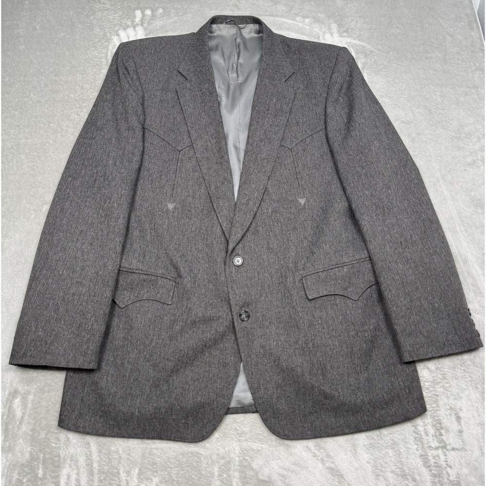 Vintage Circle S Sport Coat Mens 46L Gray Blazer‎ Jacket Yoke Dallas Cowboy USA